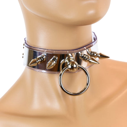 FC265VINYL METAL PLACE BONDAGE SPIKE CHOKER