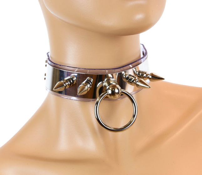 FC265VINYL METAL PLACE BONDAGE SPIKE CHOKER