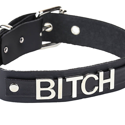FC270  STEEL LETTER LEATHER NAME CHOKER