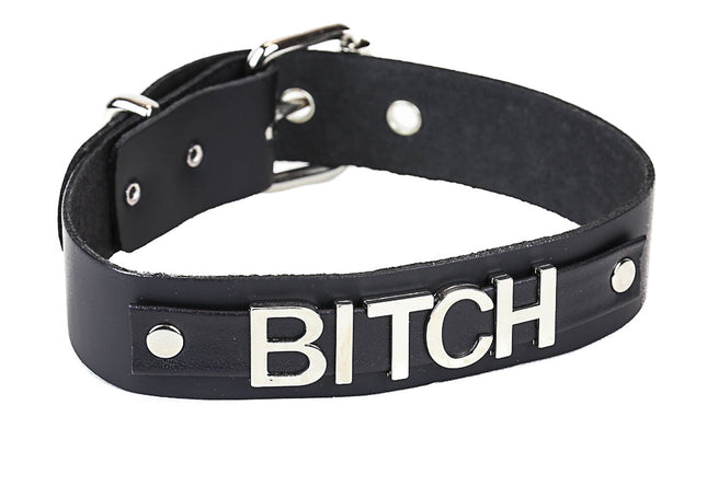 FC270  STEEL LETTER LEATHER NAME CHOKER