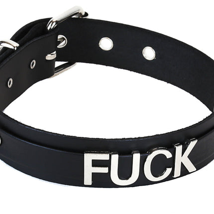 FC270  STEEL LETTER LEATHER NAME CHOKER