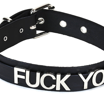 FC270  STEEL LETTER LEATHER NAME CHOKER