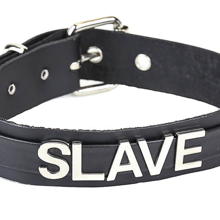 FC270  STEEL LETTER LEATHER NAME CHOKER