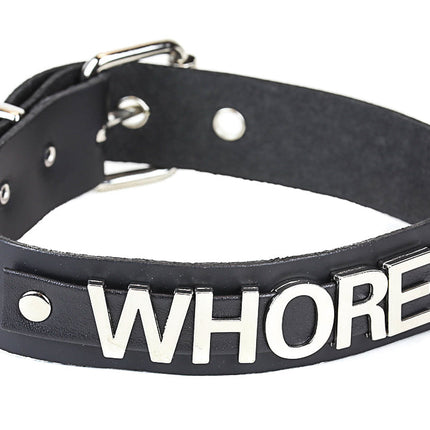 FC270  STEEL LETTER LEATHER NAME CHOKER