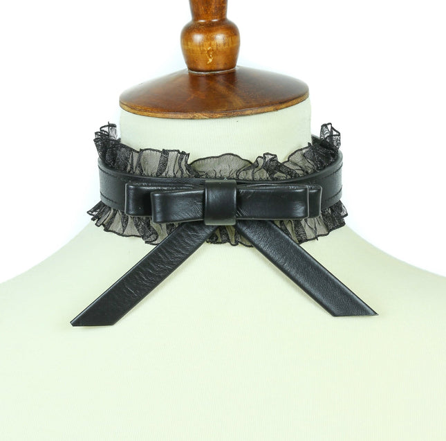 FC281 LACE BORDER DOUBLE BOW CHOKER