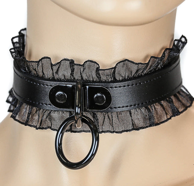 FC282 3/4" BONDAGE CHOKER WITH LACE BORDER