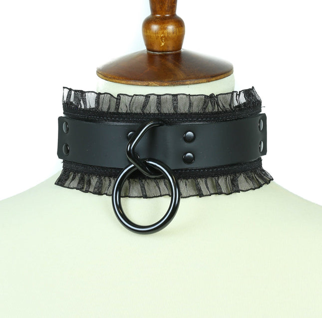 FC284 LACE BORDER DOUBLE RIVET BONDAGE CHOKER