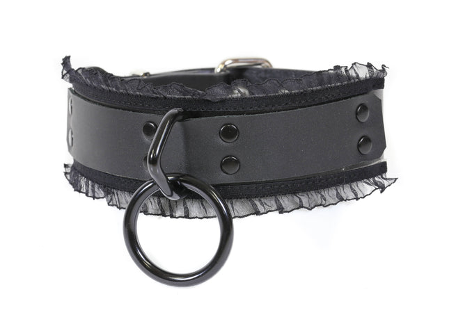 FC284 LACE BORDER DOUBLE RIVET BONDAGE CHOKER