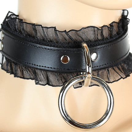 FC285  LACE TRIM BONDAGE CHOKER