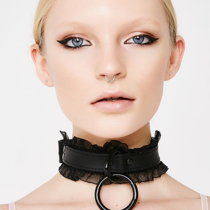 FC285  LACE TRIM BONDAGE CHOKER
