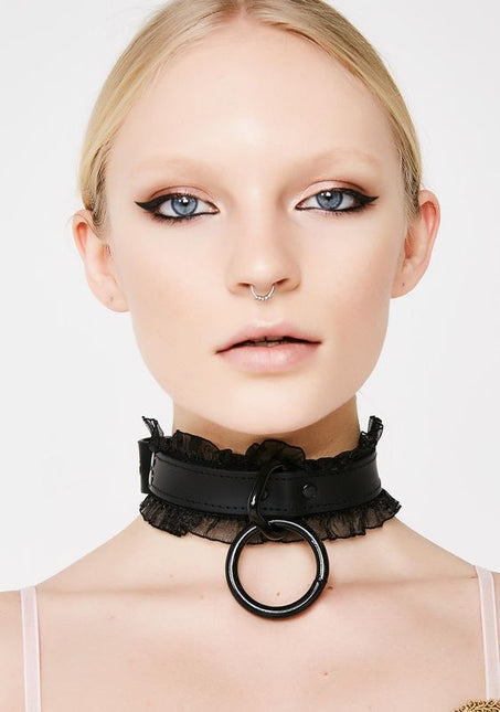 FC285  LACE TRIM BONDAGE CHOKER