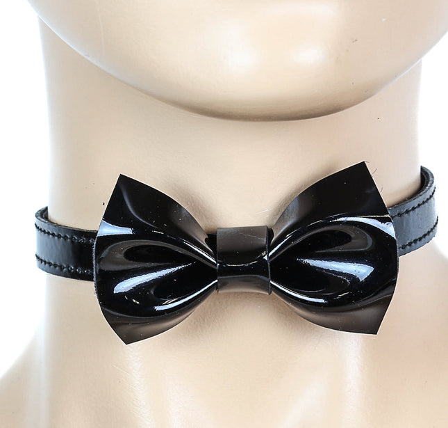 FC287P PATENT LEATHER BOW CHOKER