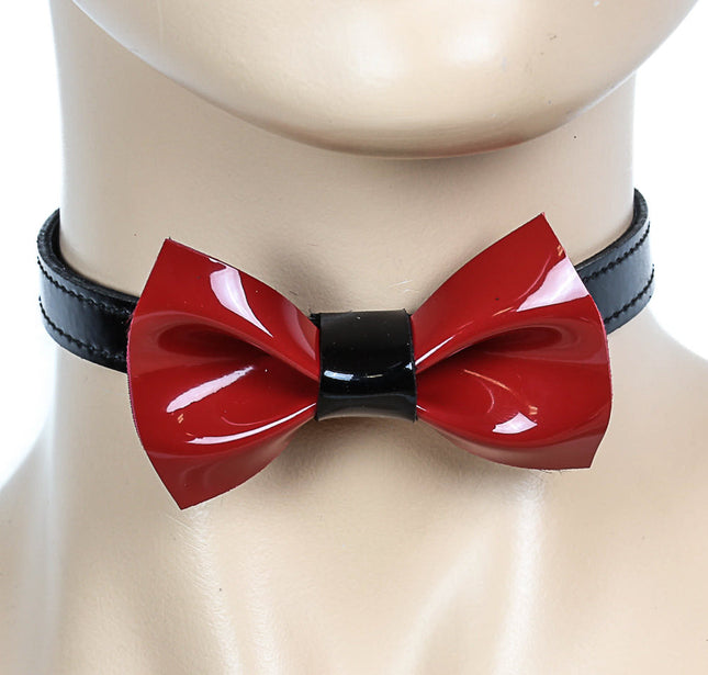FC287P PATENT LEATHER BOW CHOKER