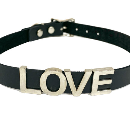 FC291 GENUINE LEATHER STAINLESS STEEL LETTER NAME FETISH  CHOKER