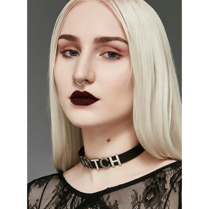 FC291 LEATHER STAINLESS STEEL LETTER NAME FETISH  CHOKER