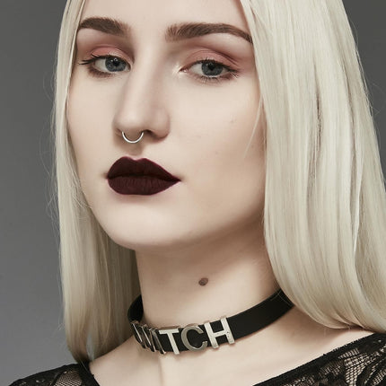 FC291 LEATHER STAINLESS STEEL LETTER NAME FETISH  CHOKER