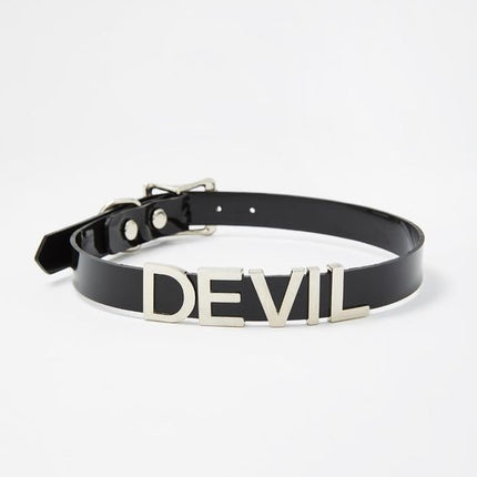 FC291 GENUINE LEATHER STAINLESS STEEL LETTER NAME FETISH  CHOKER
