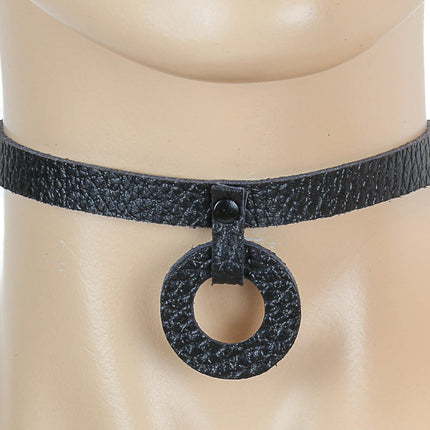 FC322 LEATHER RING HANGING CHOKER