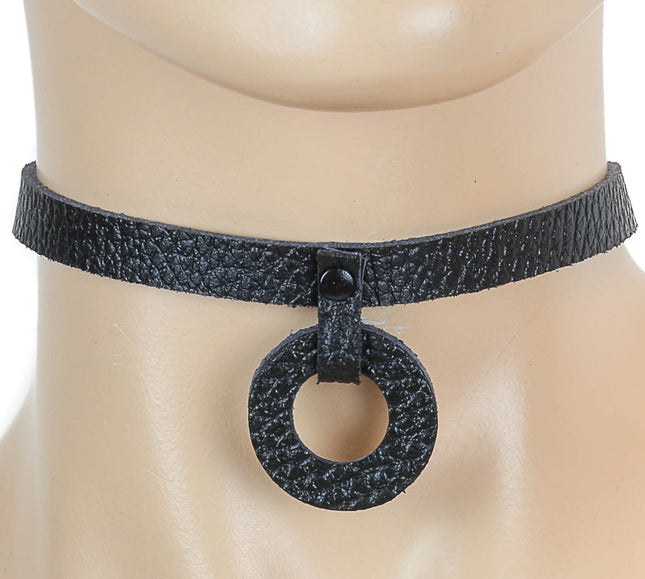 FC322 LEATHER RING HANGING CHOKER