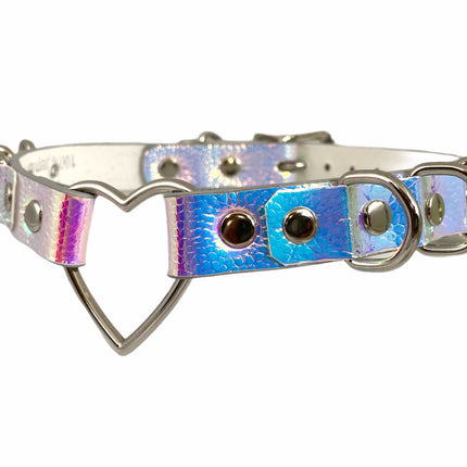 FC365RN WIDE HEART RING CHOKER RAINBOW HILOGRAPHIC CHOKER