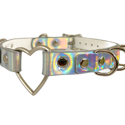 FC365RN WIDE HEART RING CHOKER RAINBOW HILOGRAPHIC CHOKER