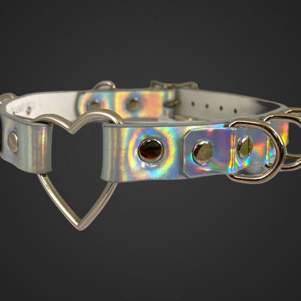 FC365RN WIDE HEART RING CHOKER RAINBOW HILOGRAPHIC CHOKER