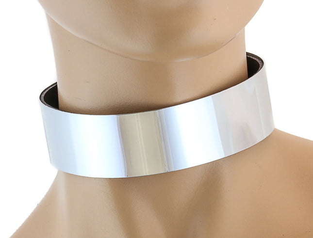 FC403SIL 1 1/8" SILVER METAL PLATE PLAIN CHOKER