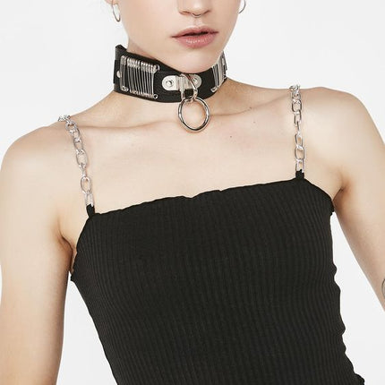 FC411  13 EACH SIDE SAFETYPIN BONDAGE CHOKER