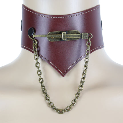 FC517 NAIL AND CHAIN LEATHER POSTURE COLLAR