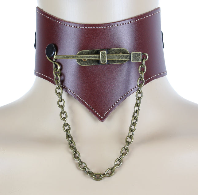 FC517 NAIL AND CHAIN LEATHER POSTURE COLLAR