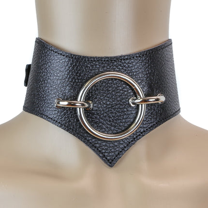 FC519L-BLK BLACK LEATHER POSTURE COLLAR WITH MIDDLE RING
