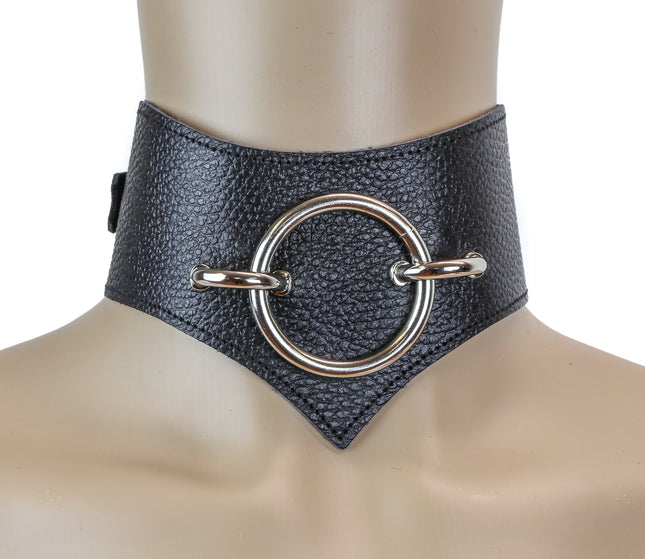 FC519L-BLK BLACK LEATHER POSTURE COLLAR WITH MIDDLE RING