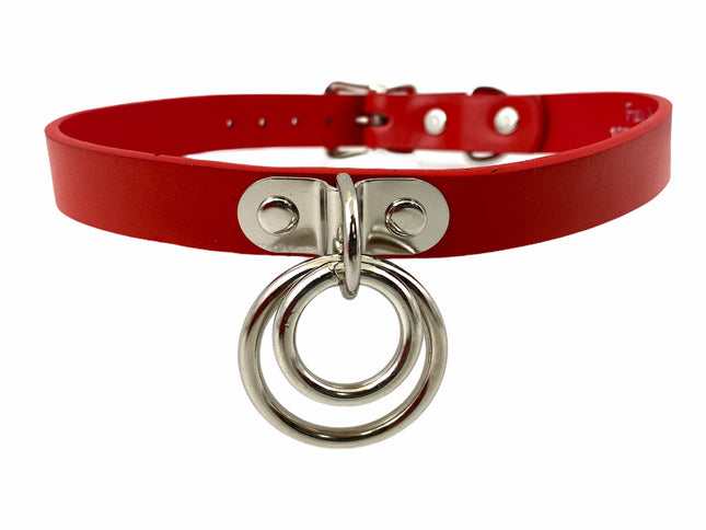 FC264VEGAN VEGAN LEATHER DOUBLE RING LEATHER CHOKER