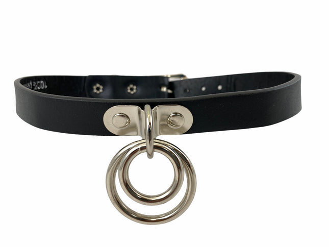 FC264VEGAN VEGAN LEATHER DOUBLE RING LEATHER CHOKER