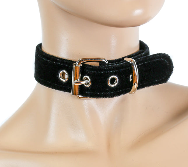 FC523VEL.BLK 1 1/8" DOUBLE RING BLACK VELVET CHOKER