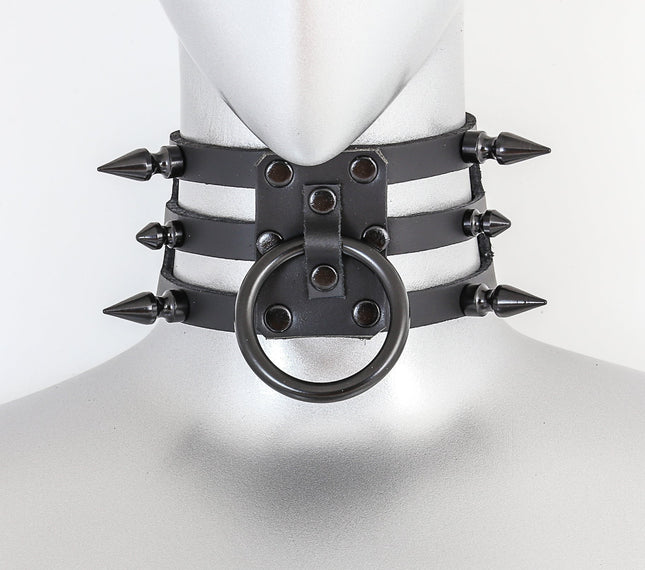 FC531 3 STRAP SPIKE RING CHOKER