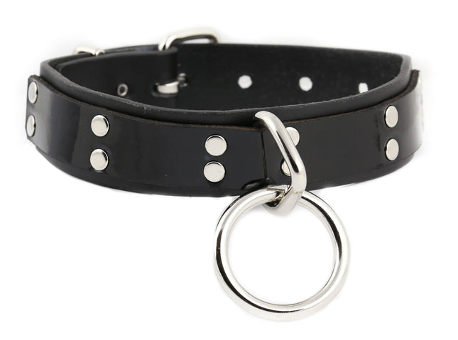 FC540LEATHER LARGE LOOP RING NEON BONDAGE CHOKER
