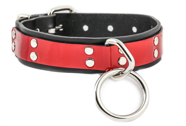 FC540LEATHER LARGE LOOP RING NEON BONDAGE CHOKER