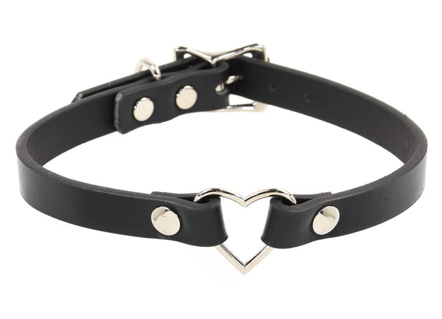 FC224 SMALL HEART LEATHER CHOKER