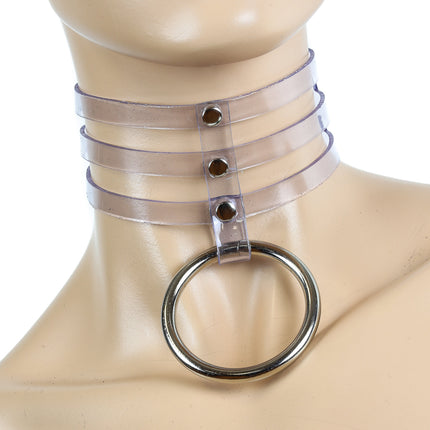 FC562VN 3 LINE ONE RING VINYL SUB BONDAGE COLLAR