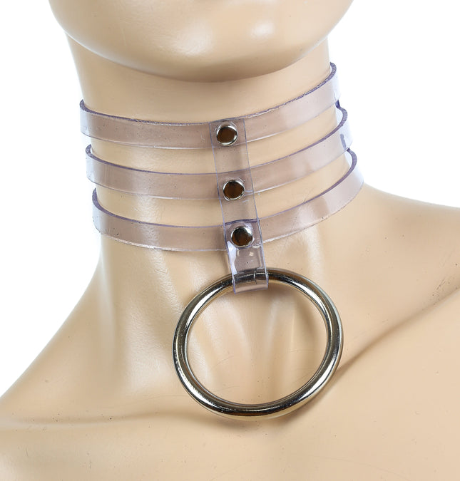 FC562VN 3 LINE ONE RING VINYL SUB BONDAGE COLLAR