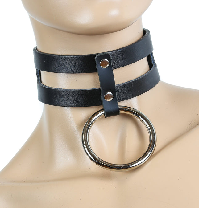 FC563 2 LINE O RING BONDAGE CHOKER