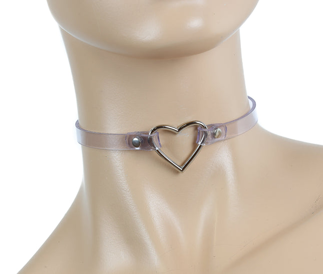 FC564VN-CLR SMALL HEART CLEAR VINYL CHOKER