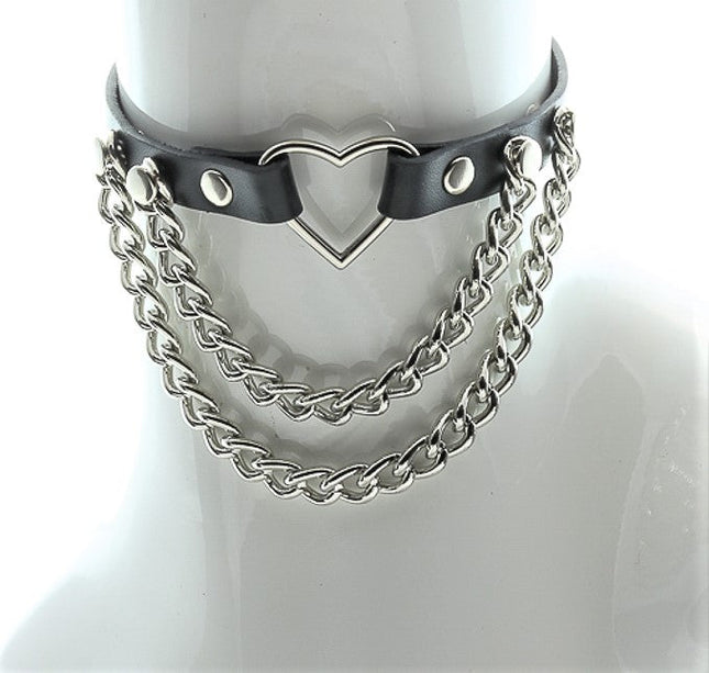 FC591 1/2" HEART RING HANGING CHAIN CHOKER