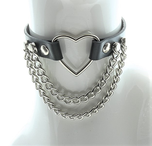 FC592 3/4" HEART RING HANGING CHAIN CHOKER