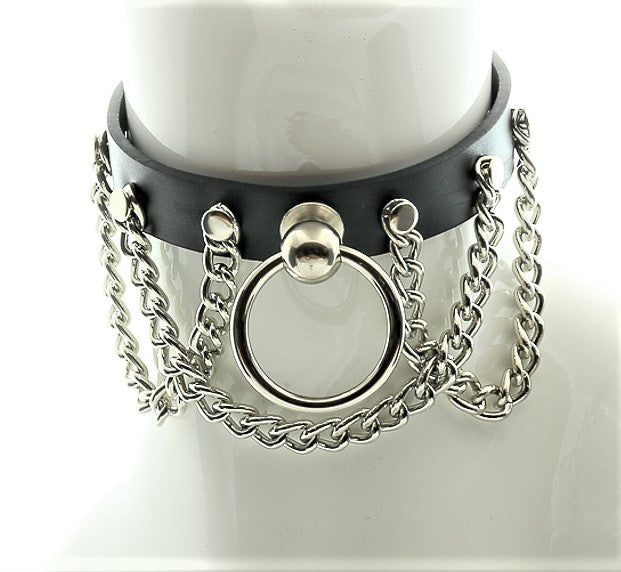 FC597 3 HANGING CHAIN BONDAGE CHOKER