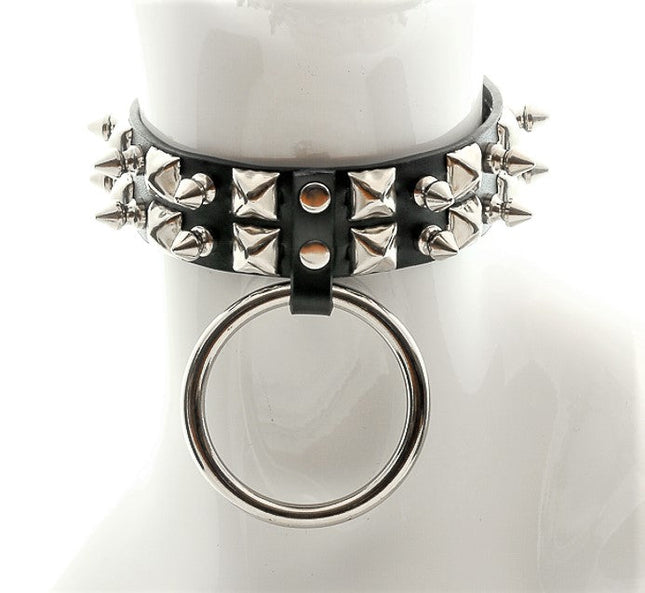 FC599 DOUBLE STUDDED SPIKE O RING CHOKER