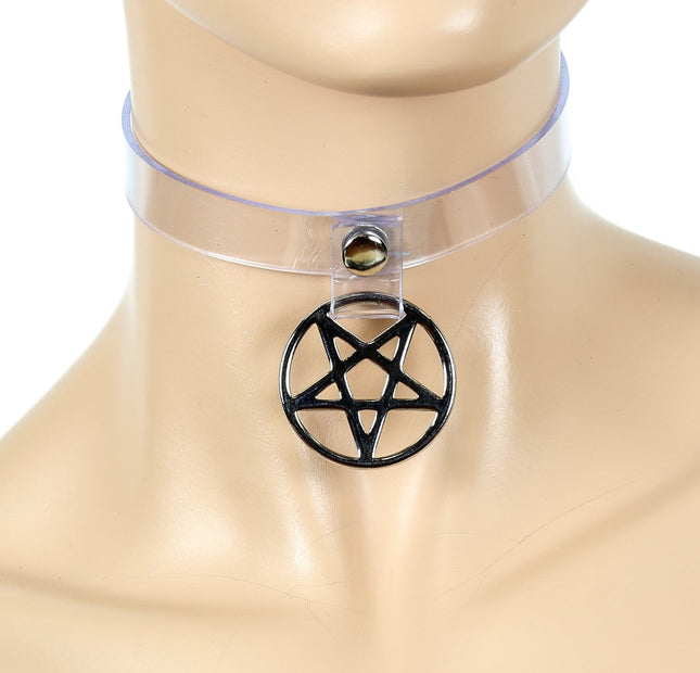 FC612VN 1/2" VINYL CHOKER WITH 1 1/2" HANGING PENTAGRAM