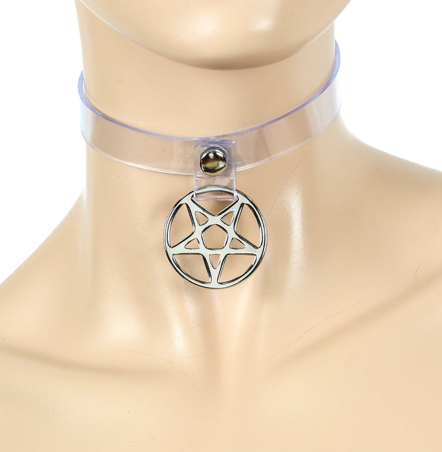 FC612VN 1/2" VINYL CHOKER WITH 1 1/2" HANGING PENTAGRAM