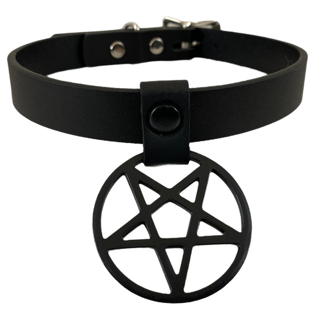 FC613 3/4" CHOKER WITH 2" HANGING PENTAGRAMLARGE PENTAGRAM